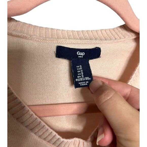 Gap light pink button up knit cardigan sweater ribbed hem 100% cotton small - Picture 5 of 5